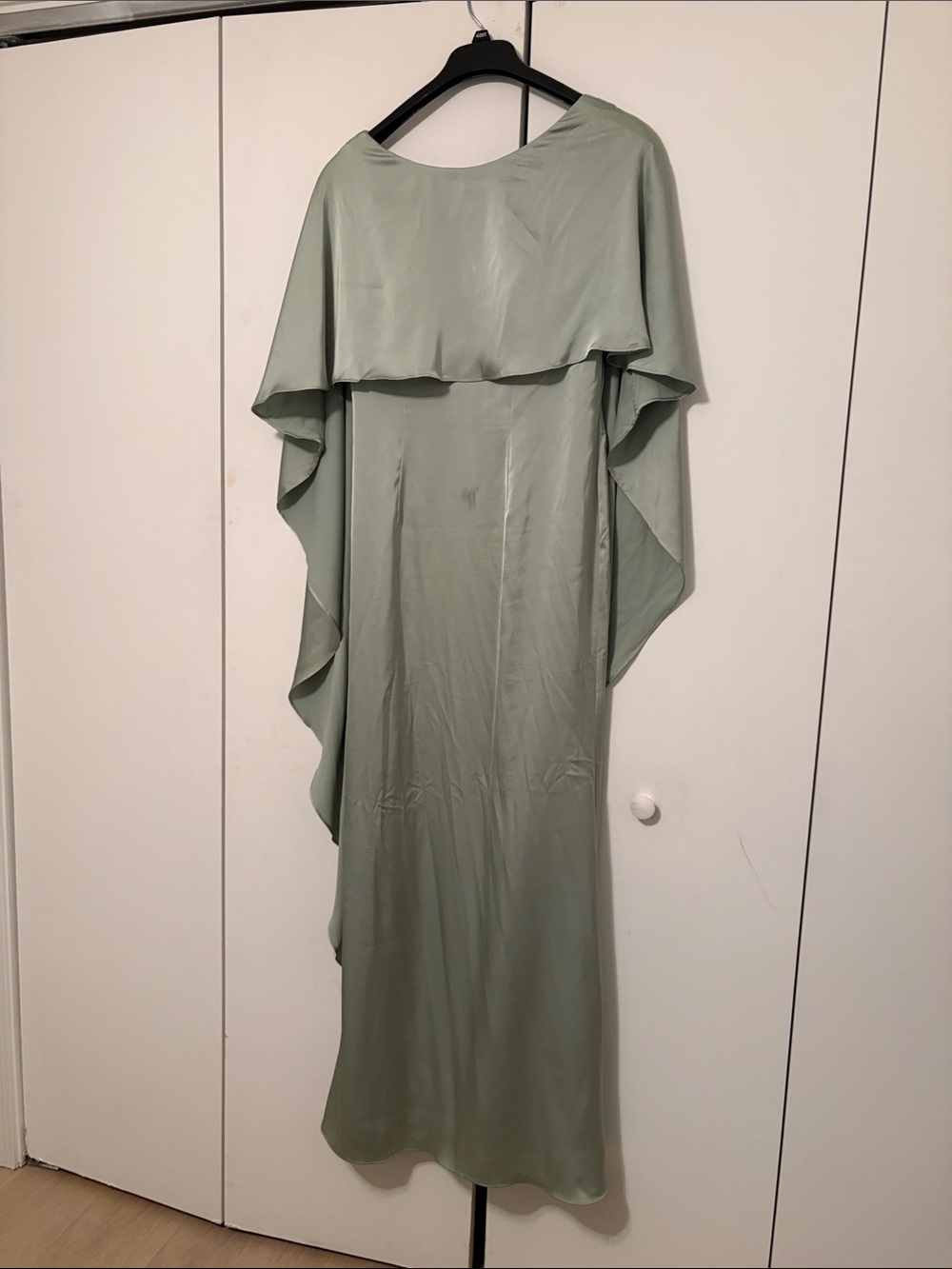 Azazie Sage Green Cape-Back Maxi Dress